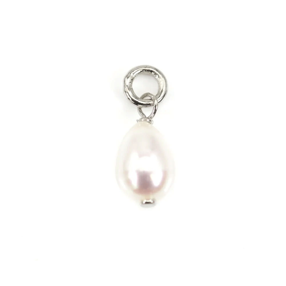 Breloque Perle de culture goutte 5x7mm - Argent rhodié x 1pc