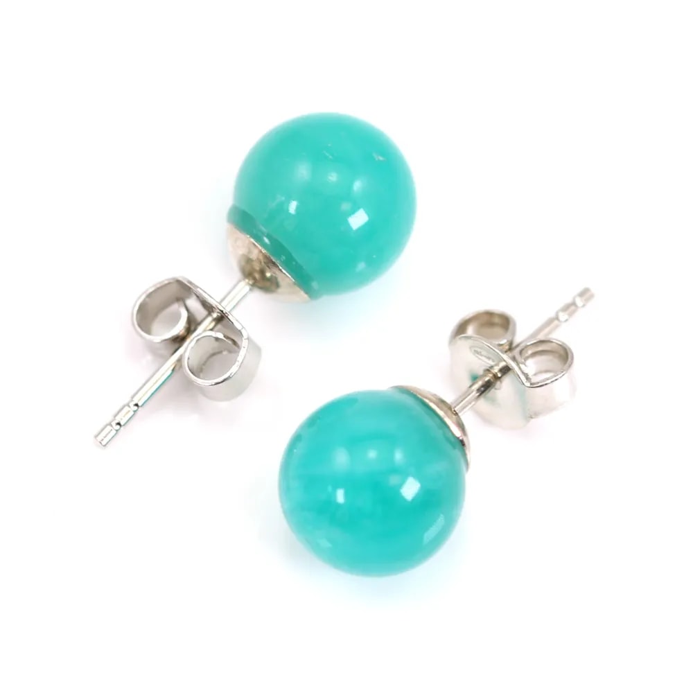 Boucle d'oreille Amazonite du Pérou 8mm x 2pcs