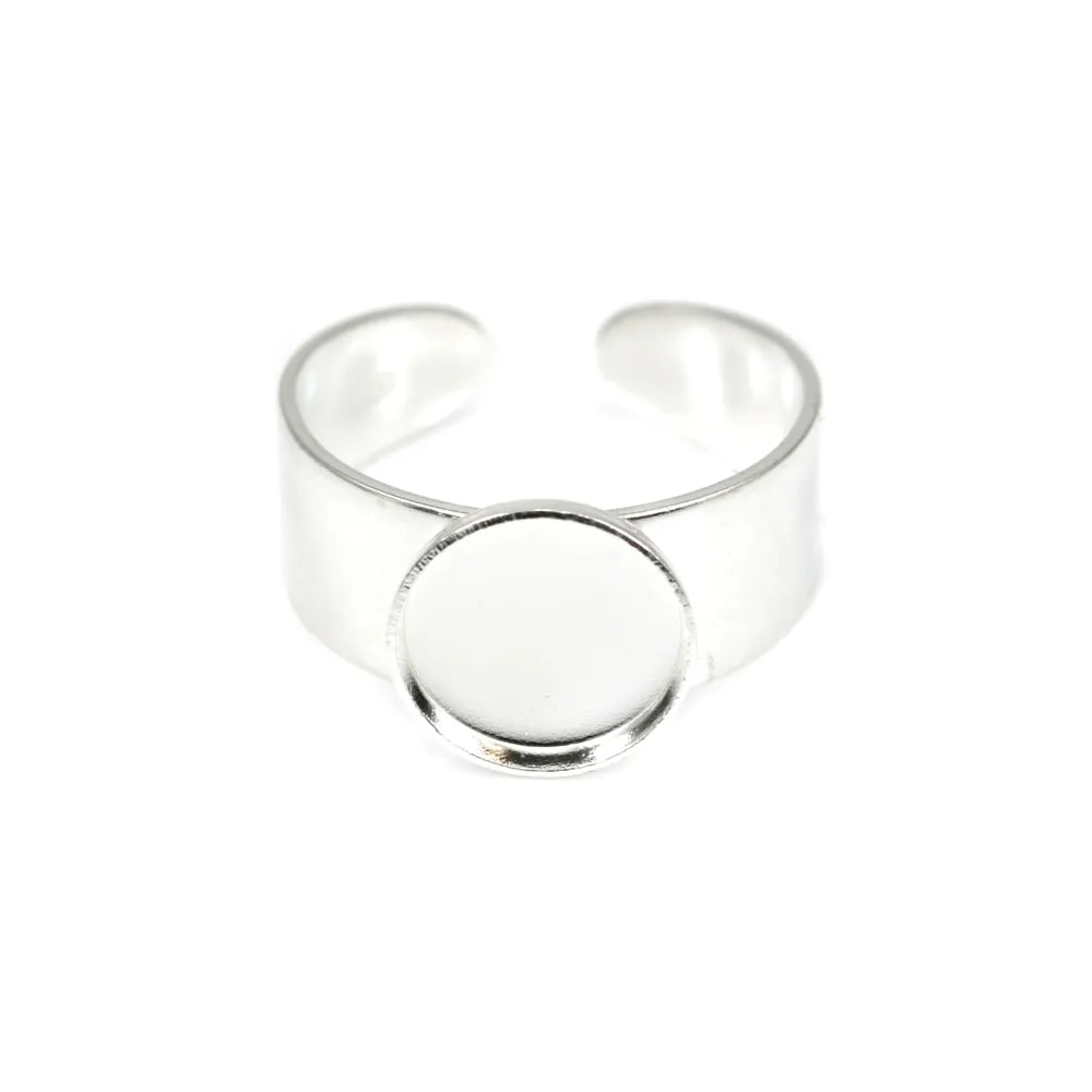 Bague réglable support cabochon 10mm Argent 925 x 1pc