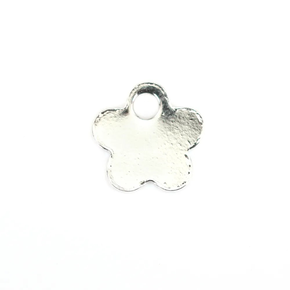 Breloque Fleur Tag à graver 6.5mm Argent 925 x 4pcs