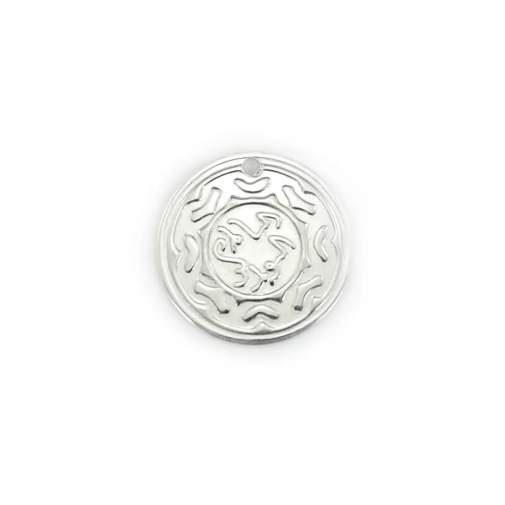 Breloque Médaille décoré 12mm Argent 925 x 1pc