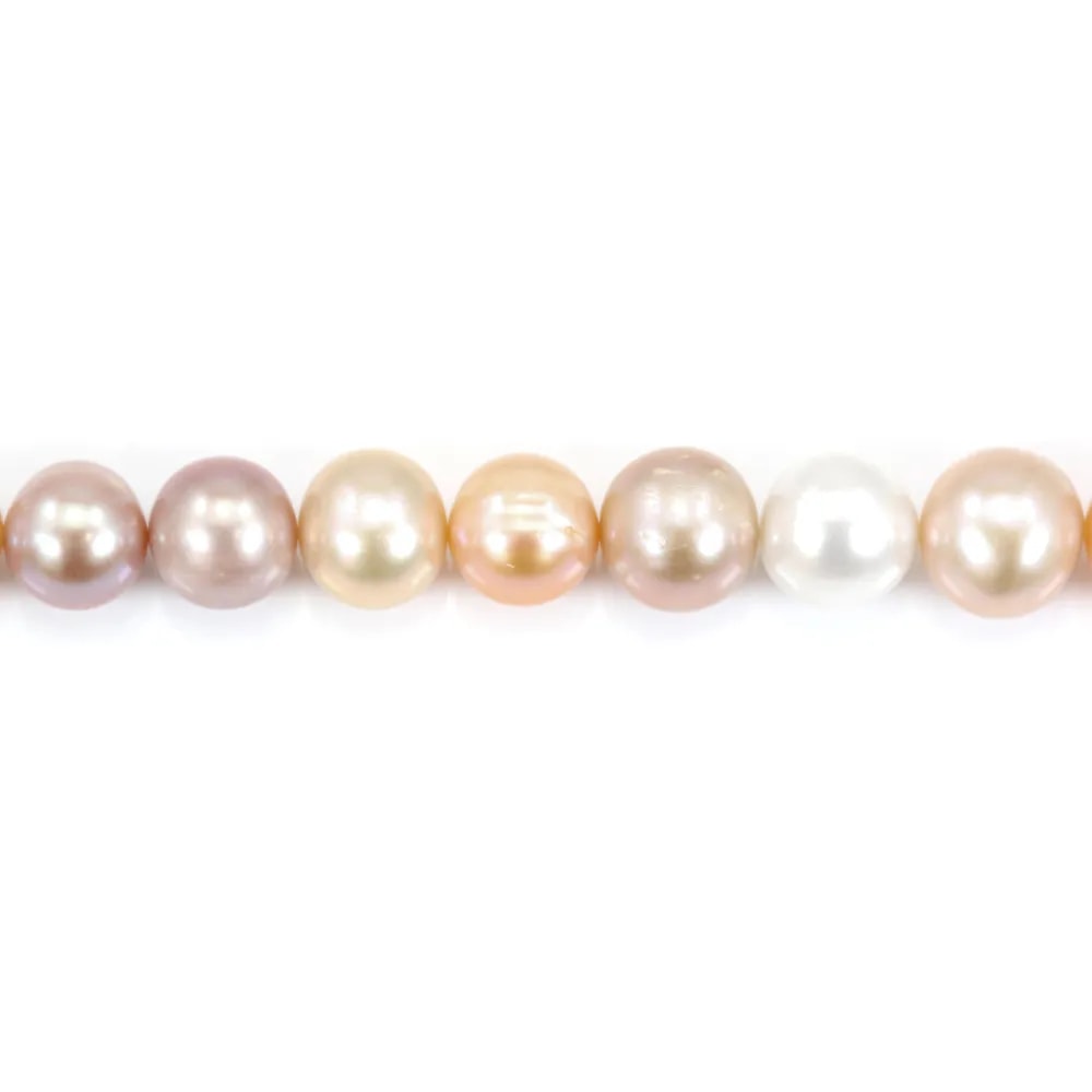 Perles de culture d'eau douce ,multicolore, ovale, 12-14mm x 39cm