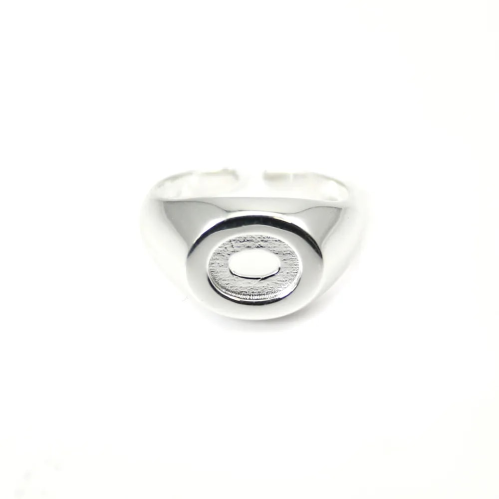 Bague réglable support 6x8mm Argent 925 - Grande Taille x 1pc