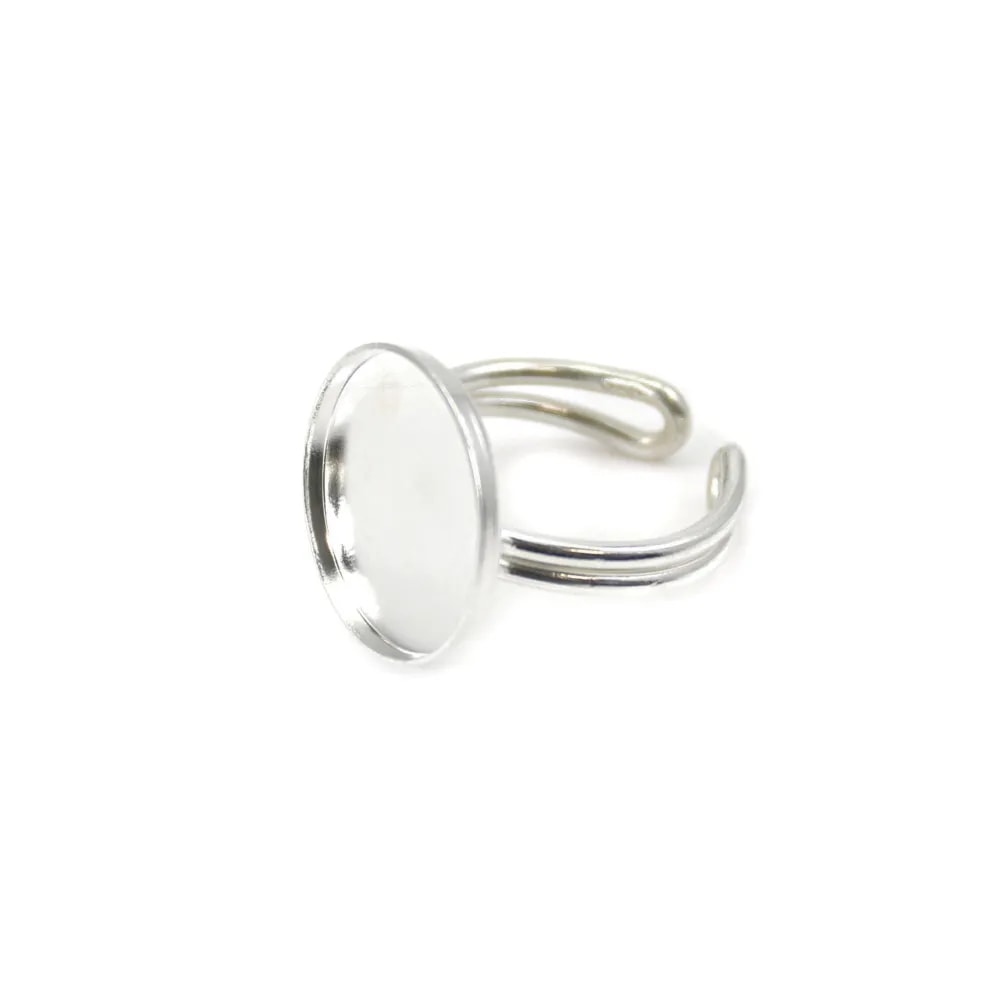 Bague réglable support rond 16mm Argent 925 x 1pc