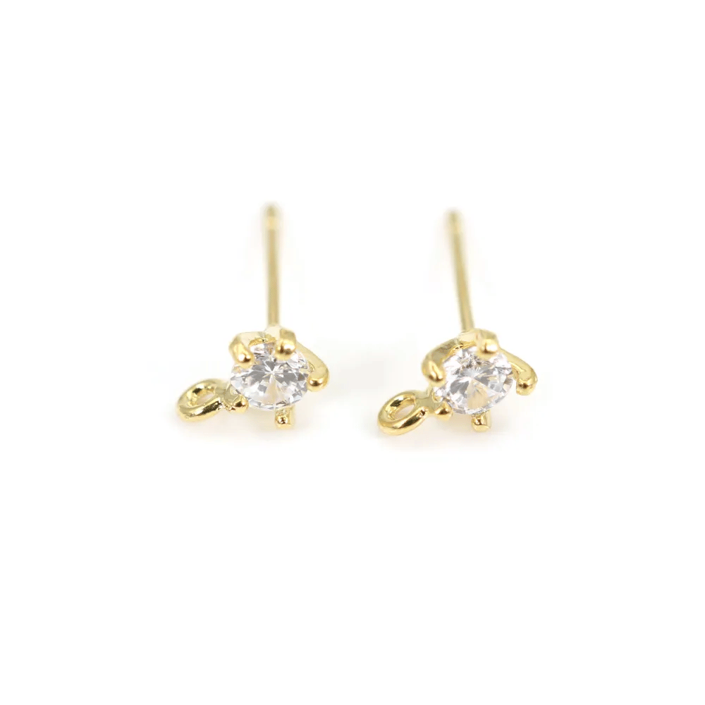 Ear stud leaves  by "flash" Gold on brass 8x14mm x 2pcs