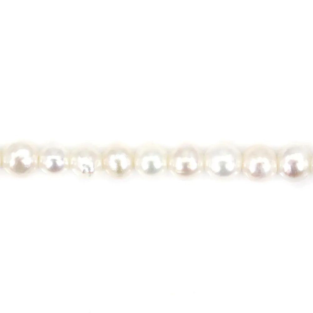 Perle de culture d'eau douce, blanche, semi-ronde, 3-3.5mm x 36cm