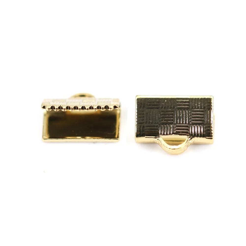 Embout pour ruban plaquée par "flash" or sur laiton 7x10mm x 10pcs