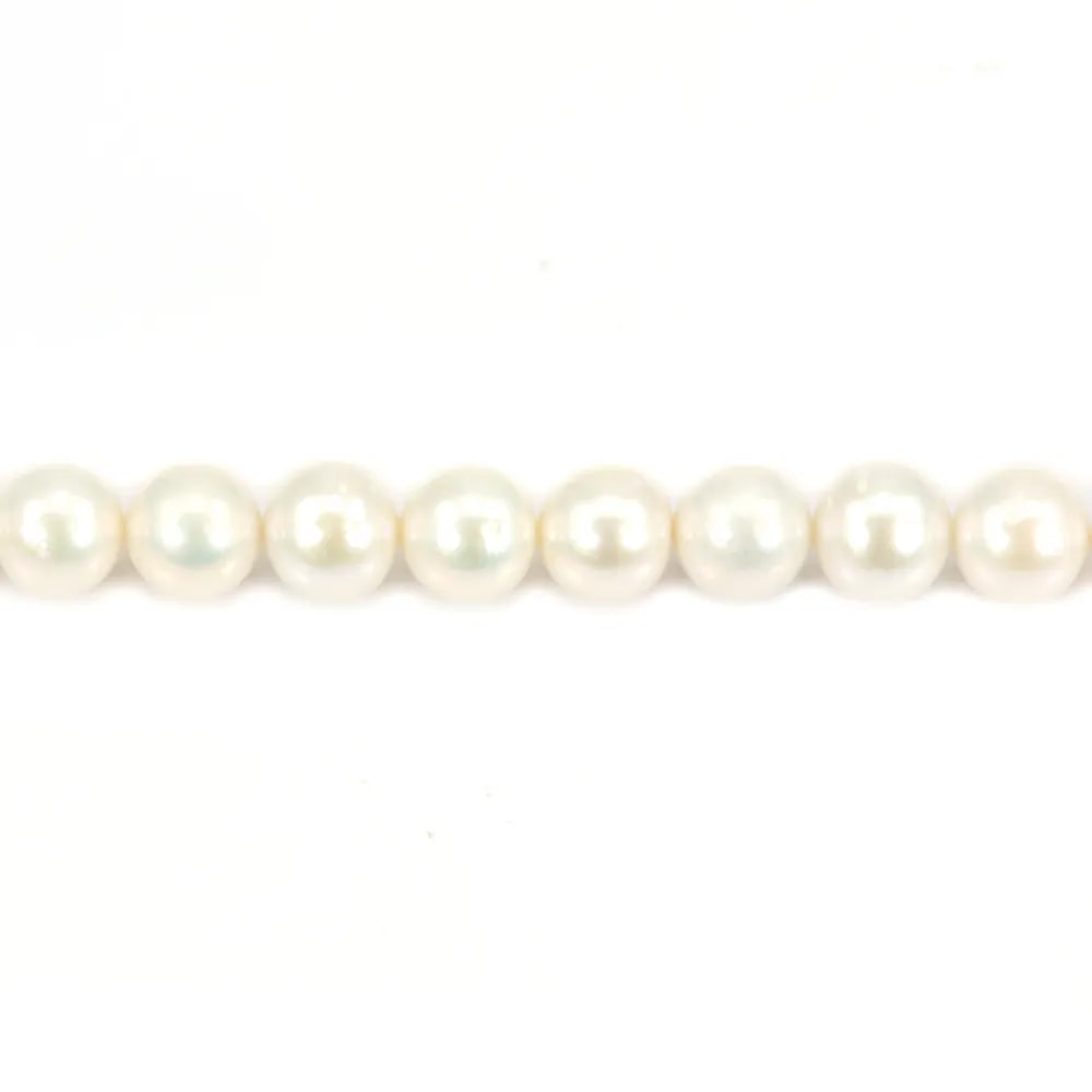 Perle de culture d'eau douce, blanche, ronde, 9-10mm, A x 40cm