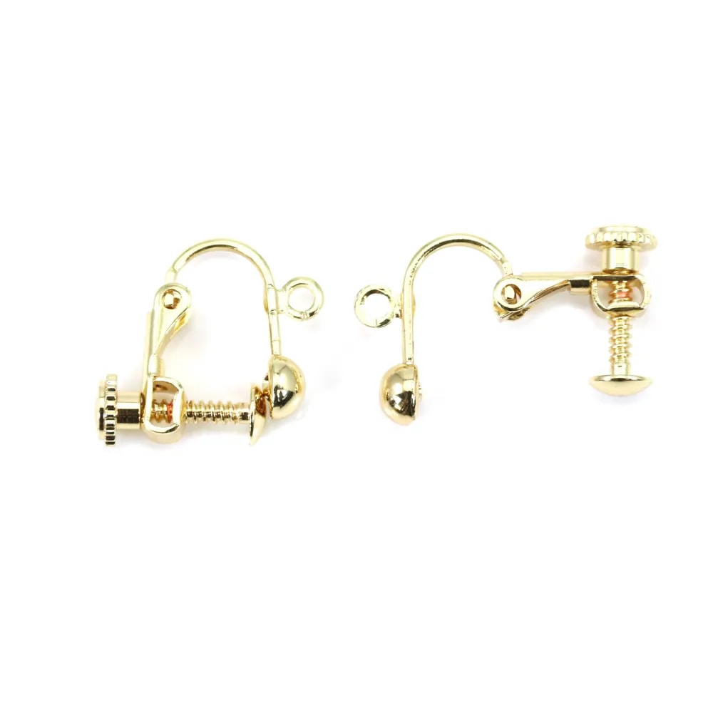 Clous d'oreilles clip plaqué par "flash" or sur laiton 13mm x 6pcs