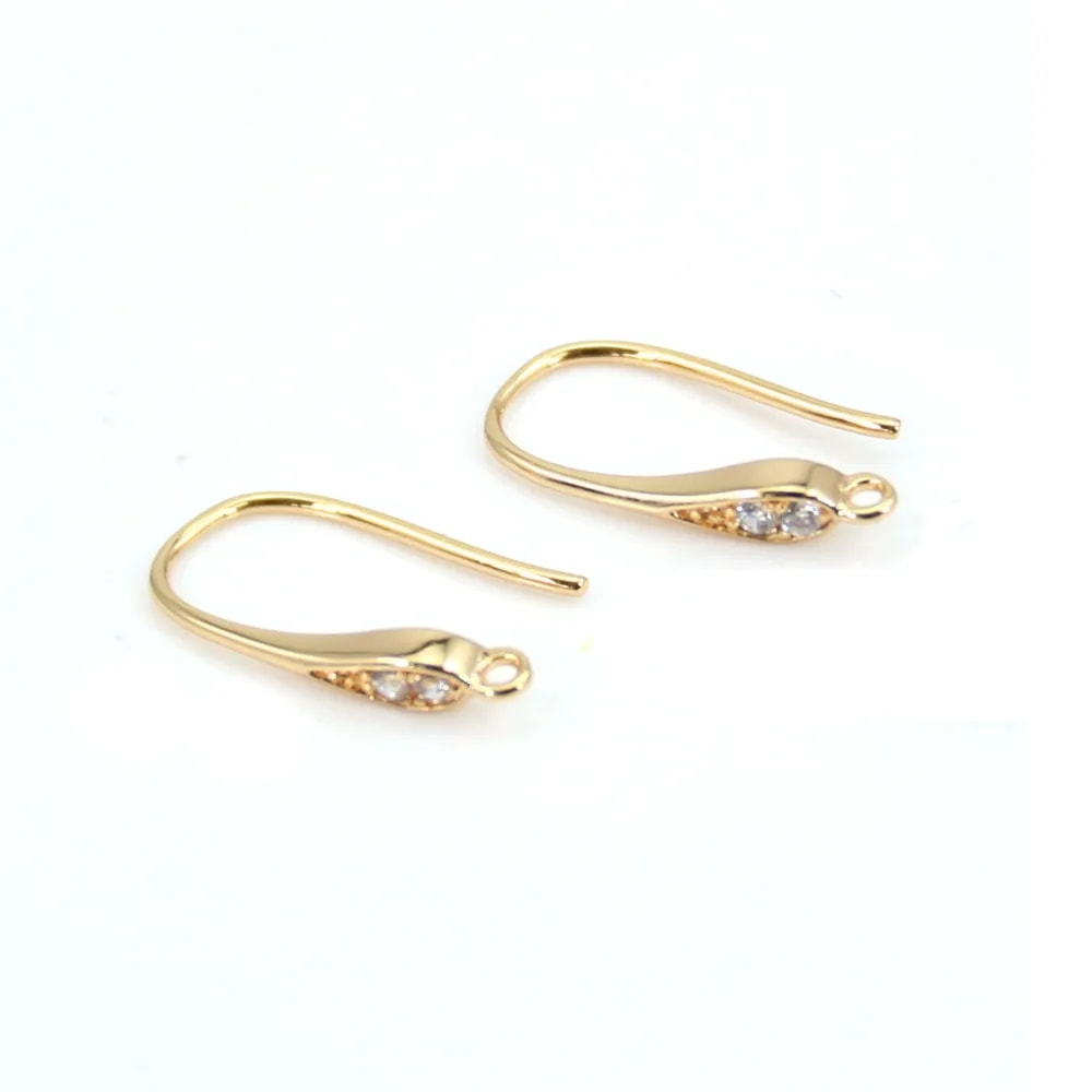 Crochet boucles d'oreilles plaquée par "flash" or sur laiton 2.7x16mm x 2pcs