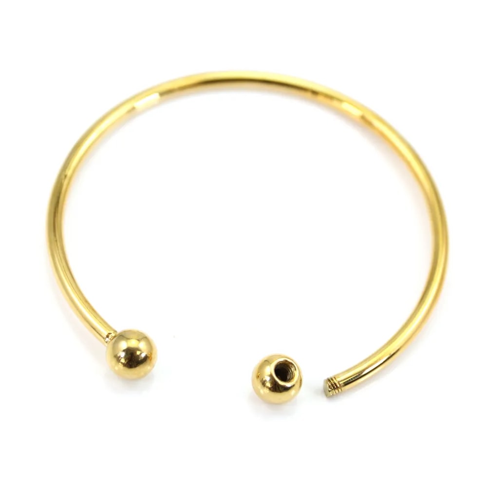 Jonc bracelet for half-driled beads 60mm plated by "flash" gold on brass x 1pc
