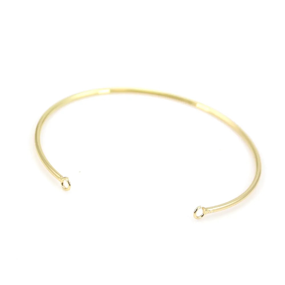Bracelet jonc avec 2 anneaux doré sur laiton 60mm x 1pc