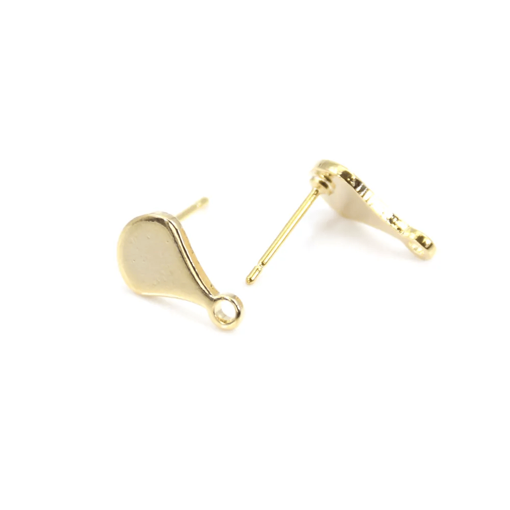 Clous d'oreille 8x13mm, plaqué par"flash" or sur laiton x 2pcs 