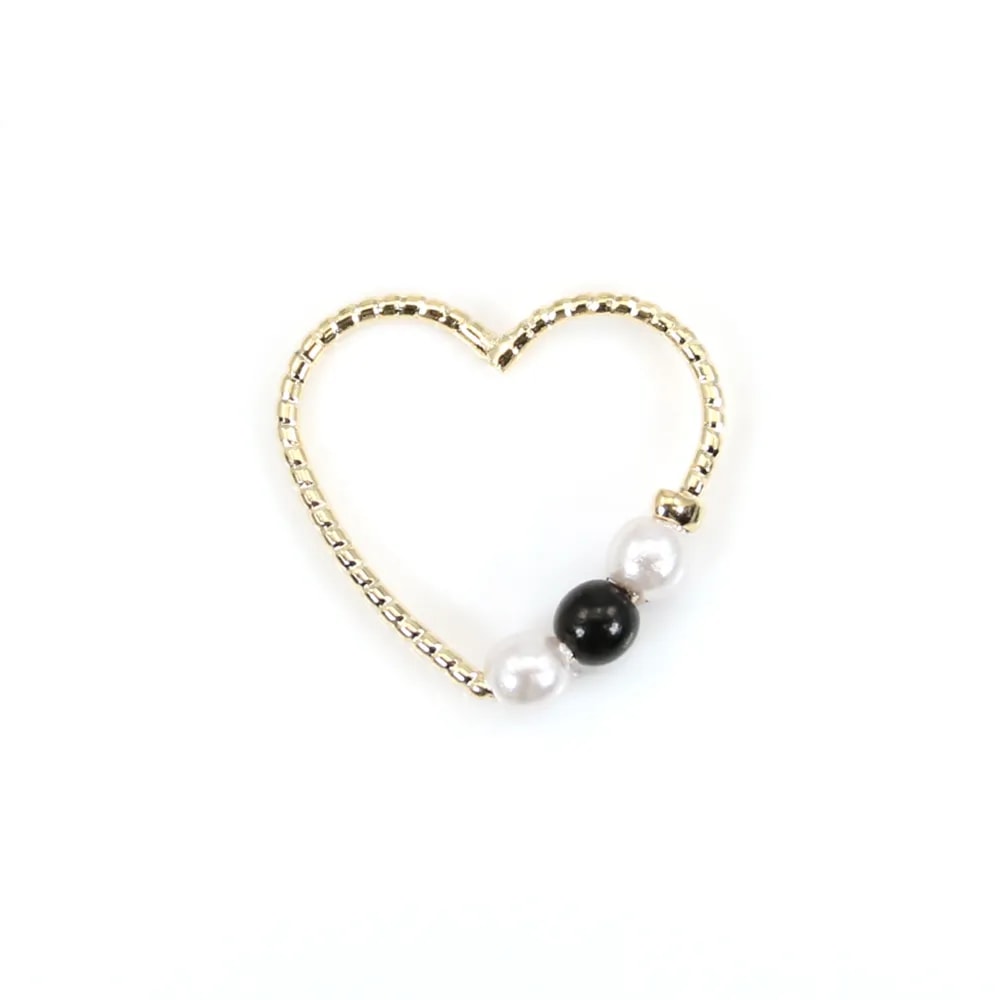 Round pendant 18mm, plated by "flash" gold brass with pearls x 1pc