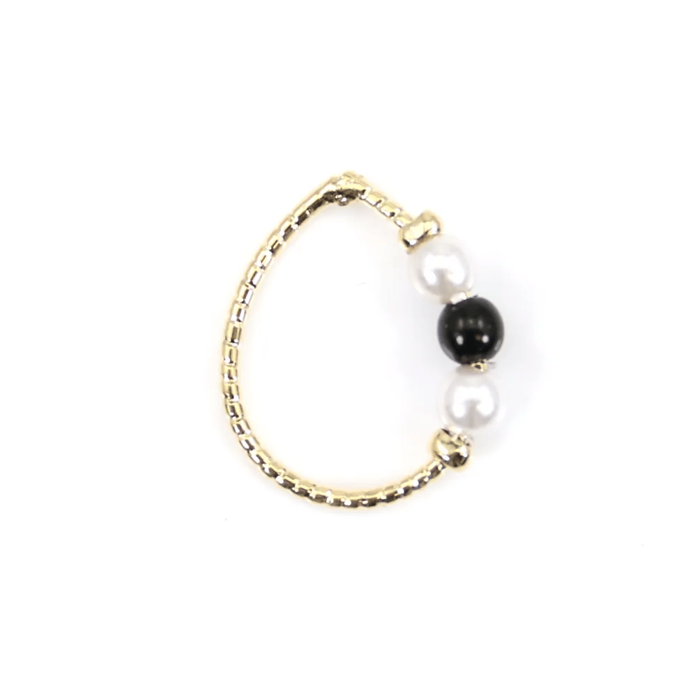 Round pendant 18mm, plated by "flash" gold brass with pearls x 1pc