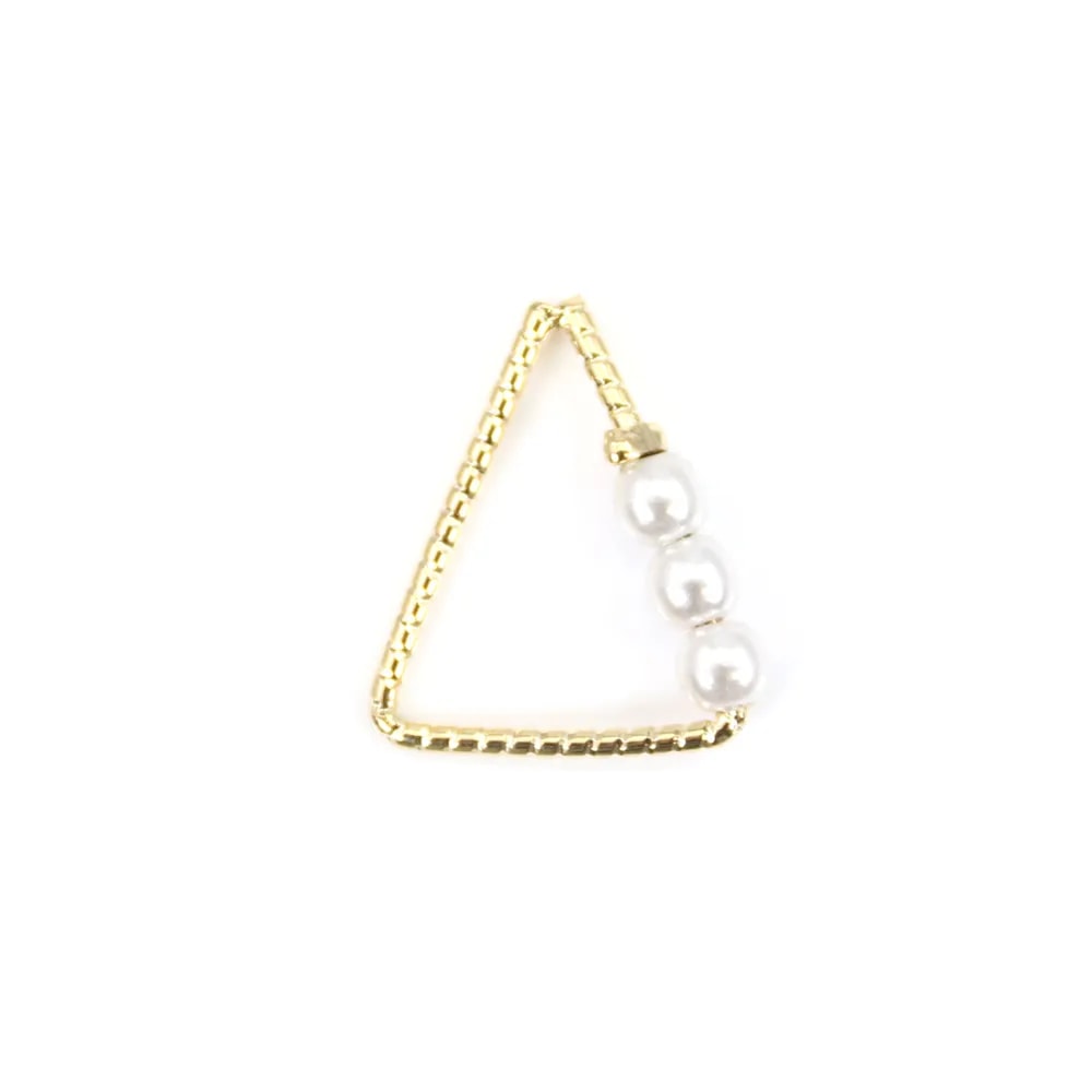 Round pendant 18mm, plated by "flash" gold brass with pearls x 1pc