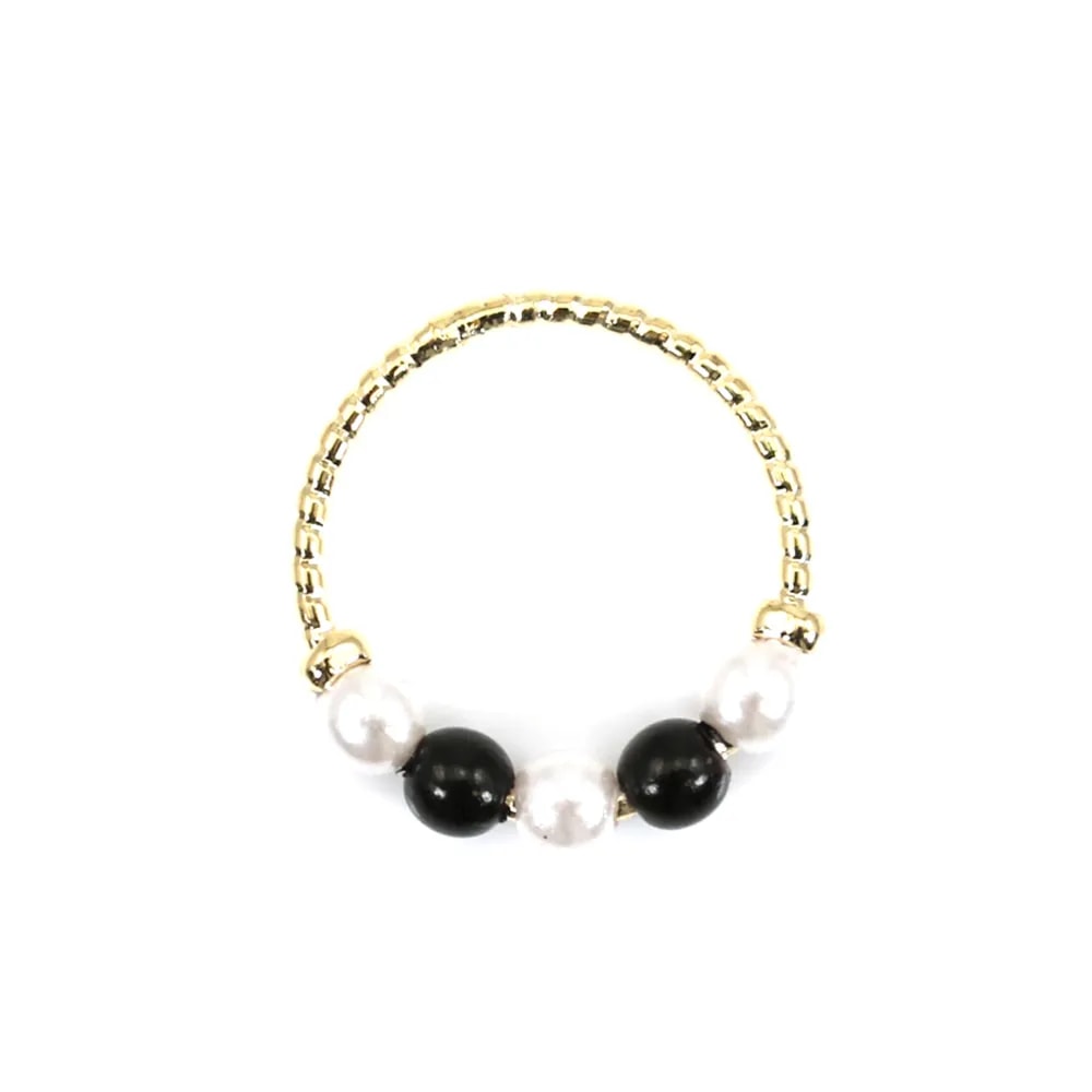 Intercalaire breloque en forme ronde 15mm, doré à l'or fin  sur laiton, avec perles nacrées x  2pcs