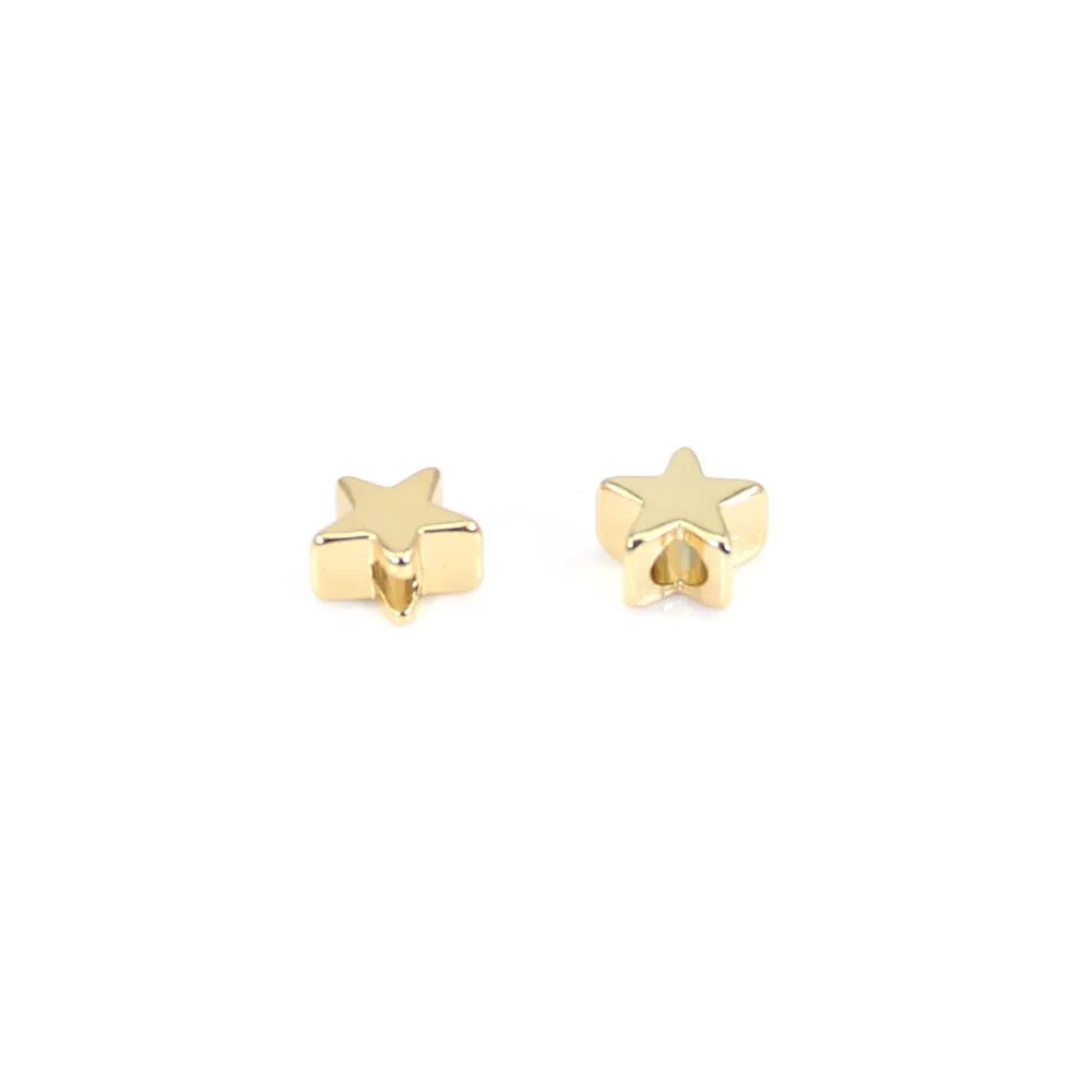 Intercalaire étoile plaquée par "flash" or sur laiton 3x6mm x 10pcs