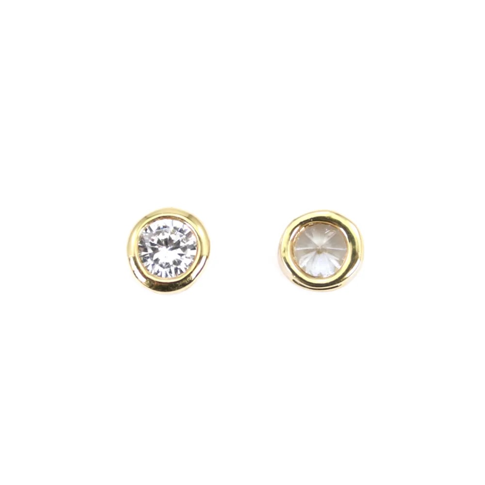 Intercalaire rond avec zirconium plaquée par "flash" or sur laiton 5mm x 4pcs