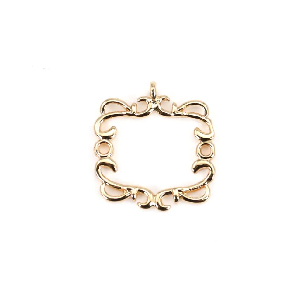 Pendentif ajouré doré sur laiton 16x17mm x 4pcs