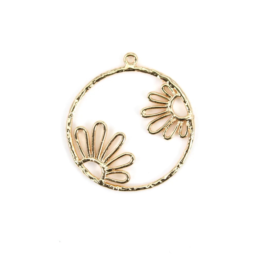 Pendentif plaqué par "flash" or sur laiton 26.5mm x 2pcs