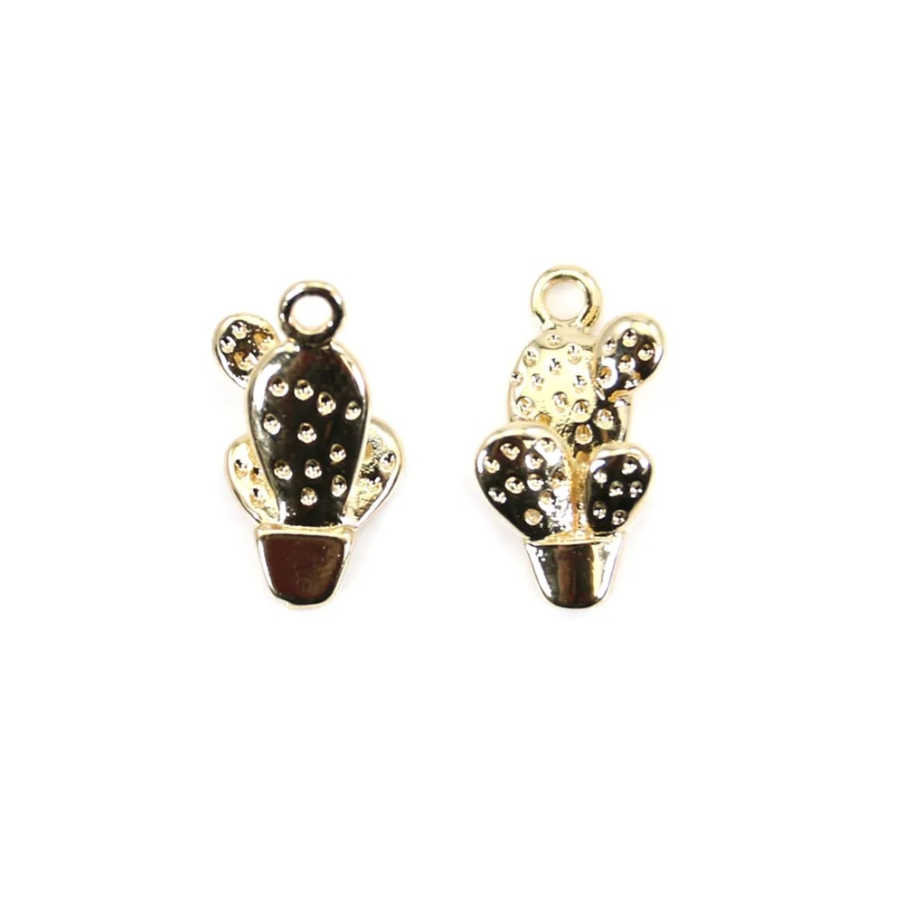 Pendentif  cactus  sur laiton x 5pcs