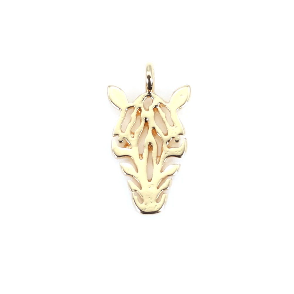 Zebra charm by "flash" gold on brass  8x14mm x 5pcs