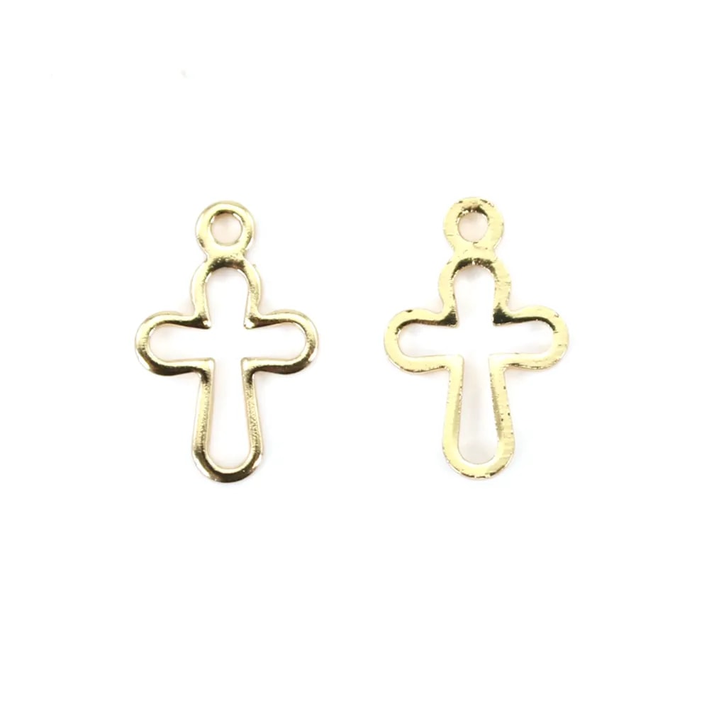 Cross cutout by "flash" gold on brass 8x12mm x 4pcs
