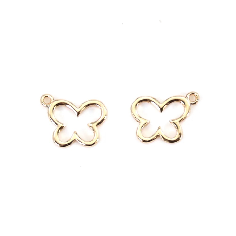 Breloque papillion plaqué par "flash" or sur laiton 9x11mm x 5pcs