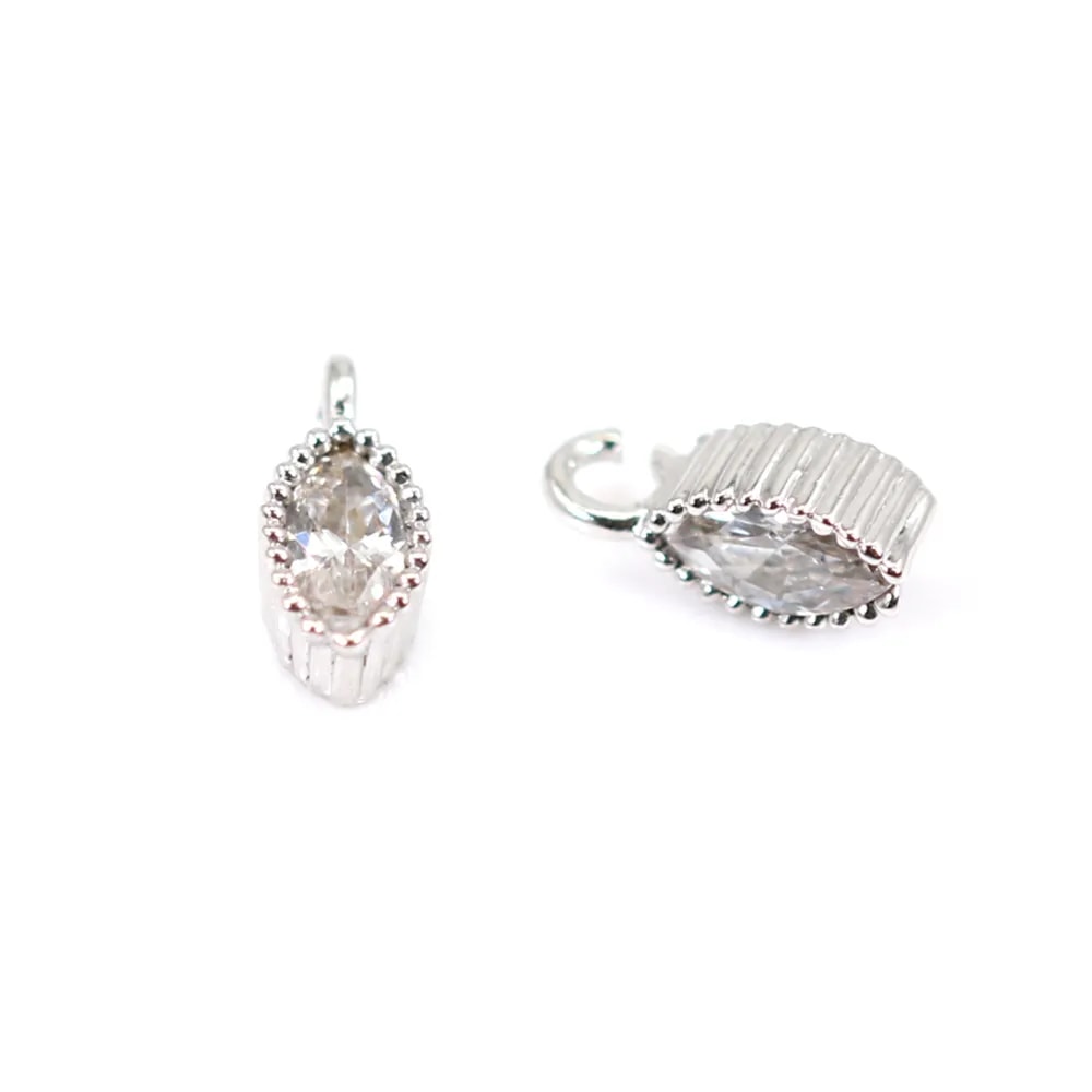 Pendentif oval 3x5mm avec zirconium plaquée par"flash" or sur laiton x 2pcs