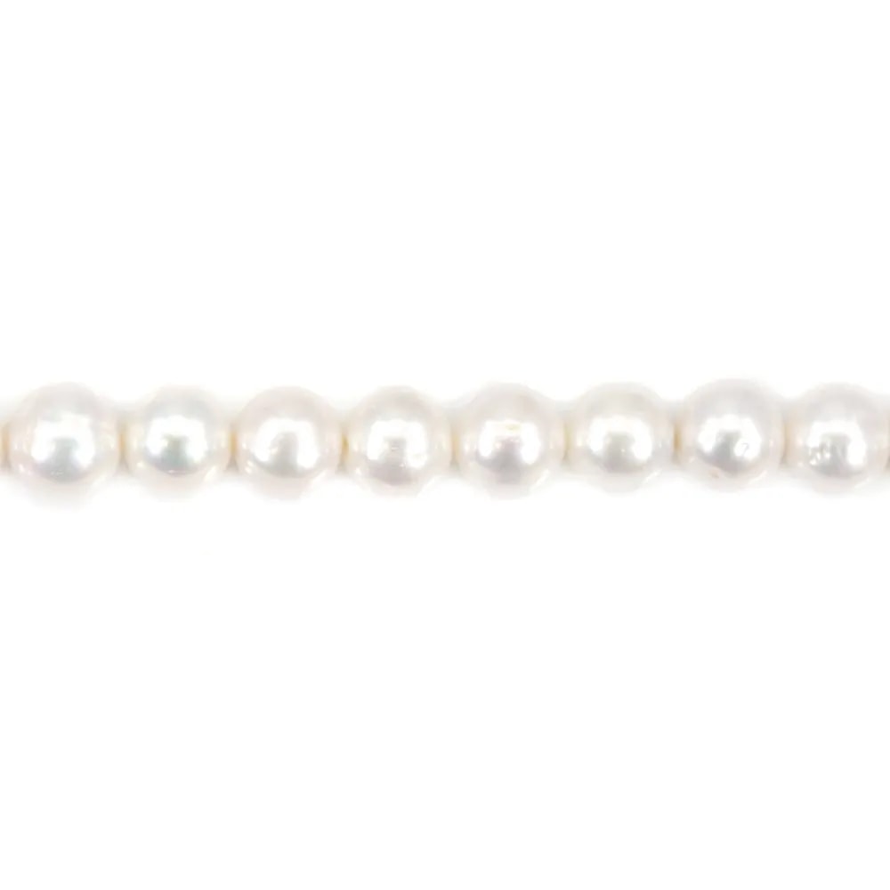 Perle de culture d'eau douce, blanche, ronde, 10-11mm x 40cm