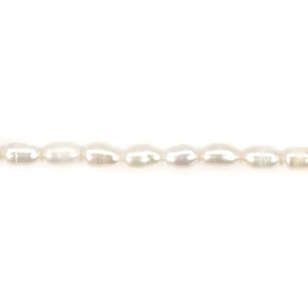 Perle de culture d'eau douce, blanche, olive, 4-4.5mm x 36cm
