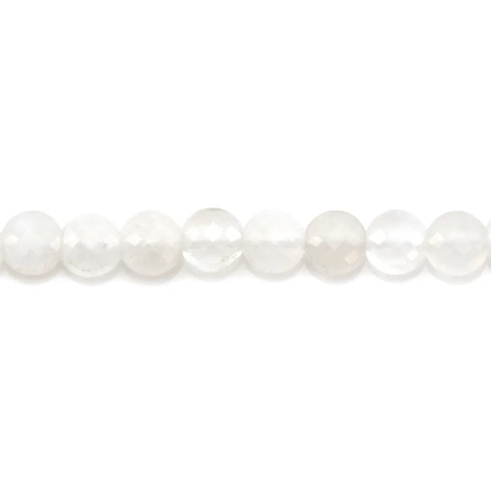 Pierre de lune ronde plate facette 4mm x 40cm