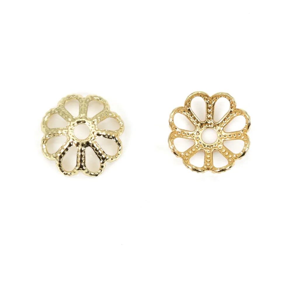 Coupelle en fleur Plaquée par "flash" or sur laiton 8mm x 10pcs
