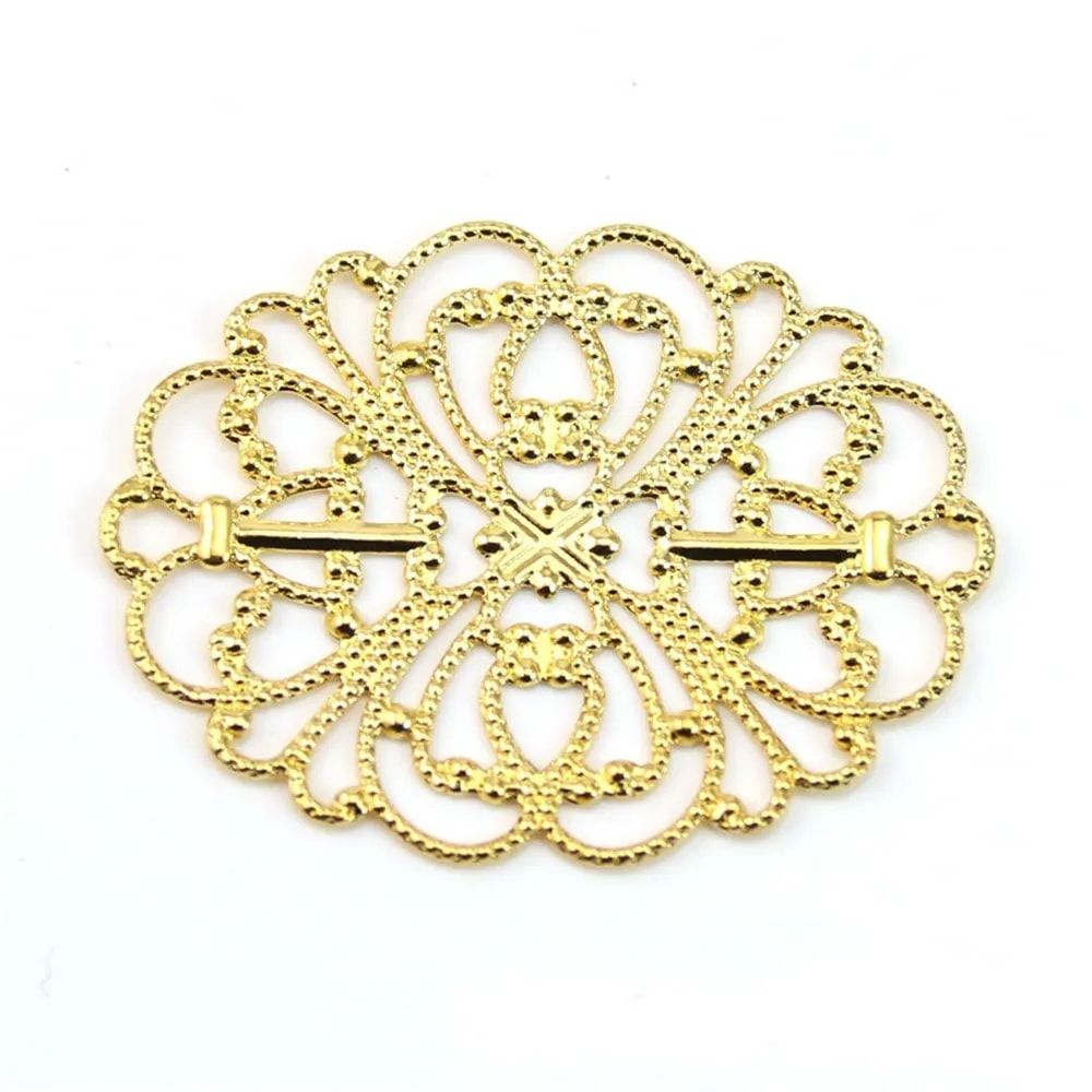 Estampe ovale ajouré doré 34x26mm x 1pc