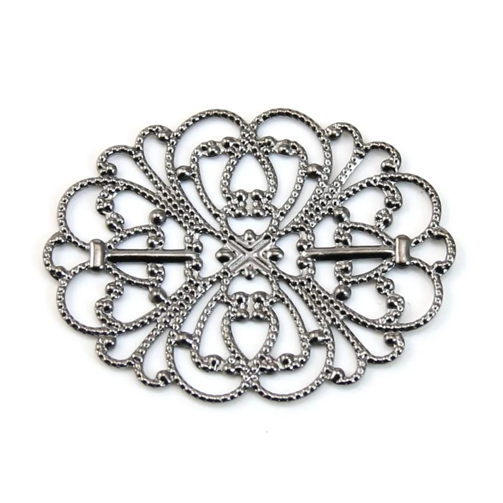 Estampe ovale ajouré argent vielli 34x26mm x 1pc