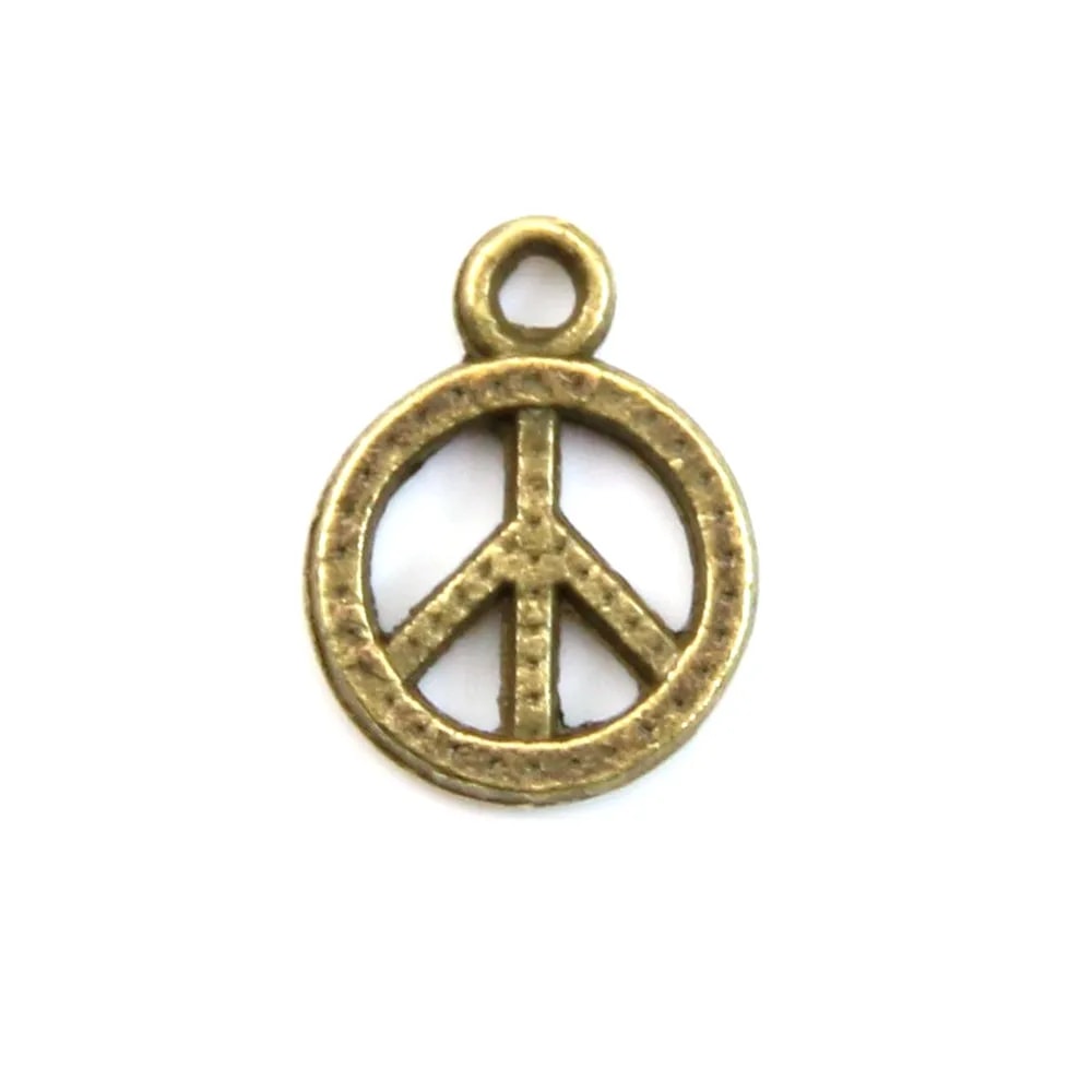 Peace & love charm bronze tone 8.5mm x 4pcs