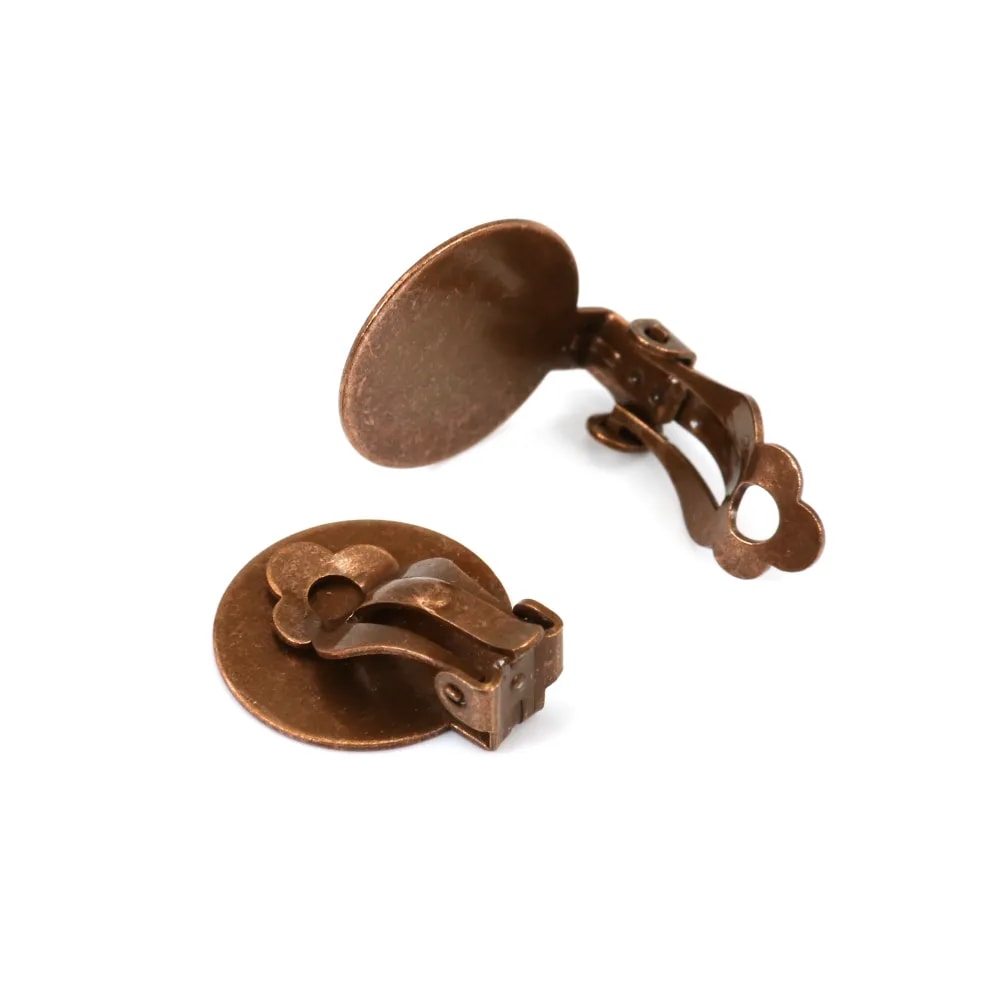 Support clip for cabochon of 18mm to stick, of copper color x  8pcs