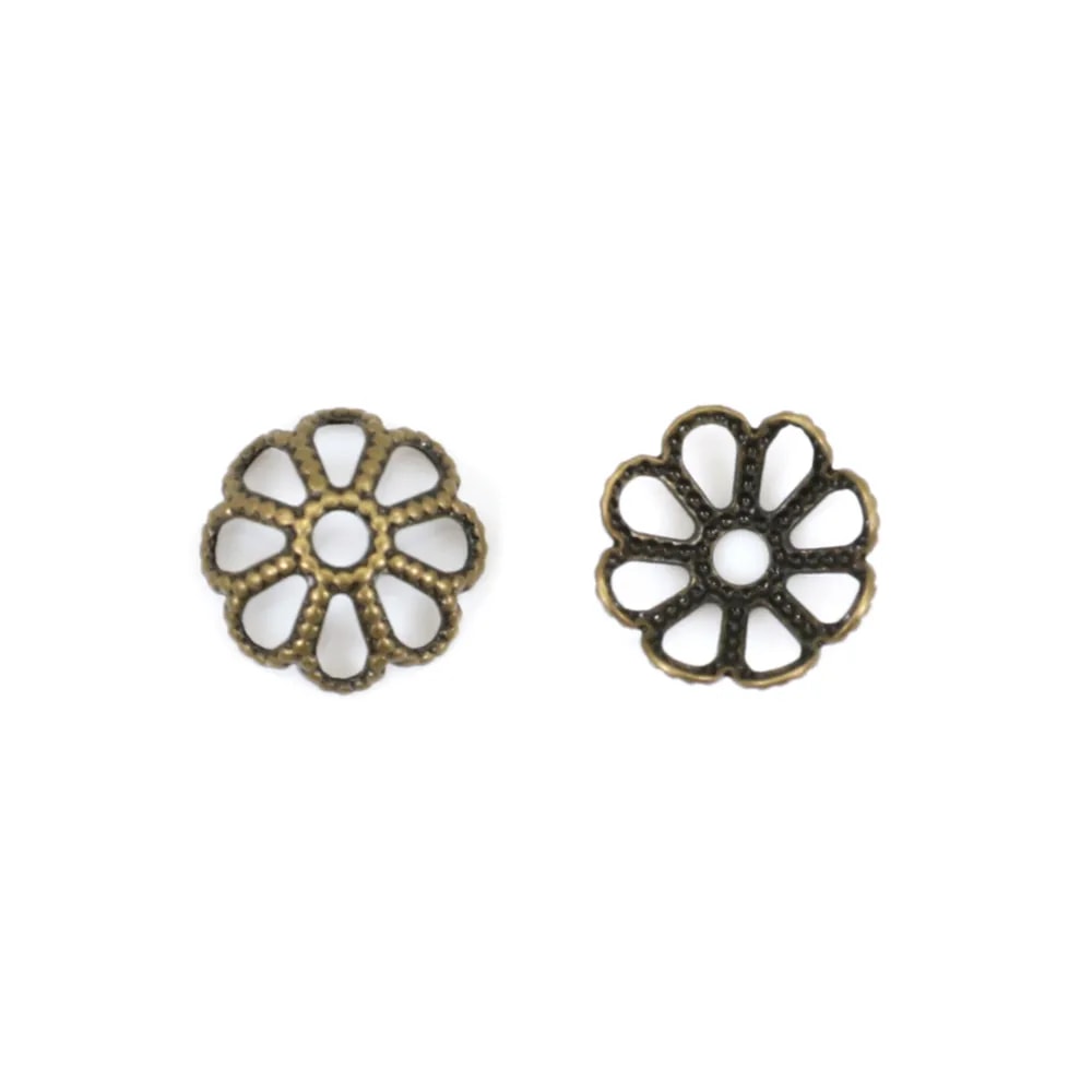 Coupelle en fleur bronze vielli  8mm x 20pcs