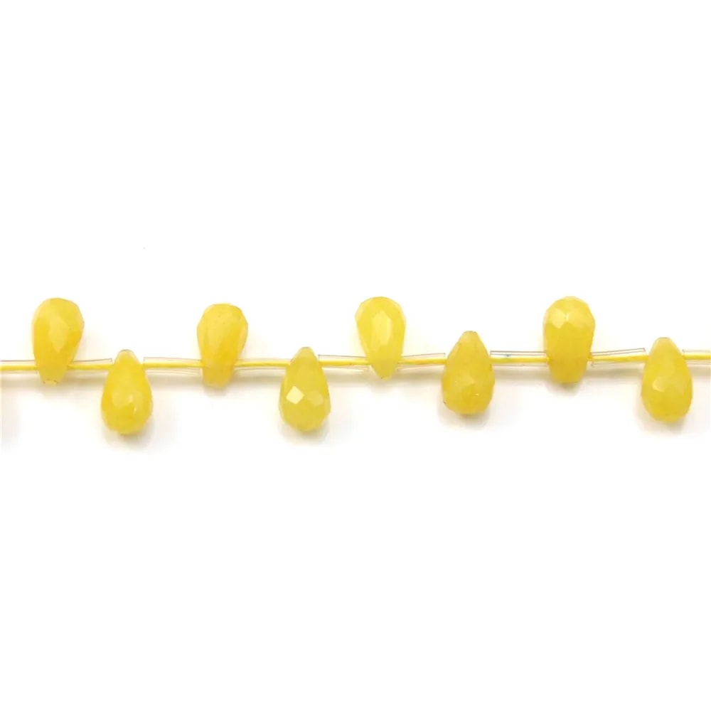 Jade Teinté Goutte Facette Jaune 5x9mm x 2pcs