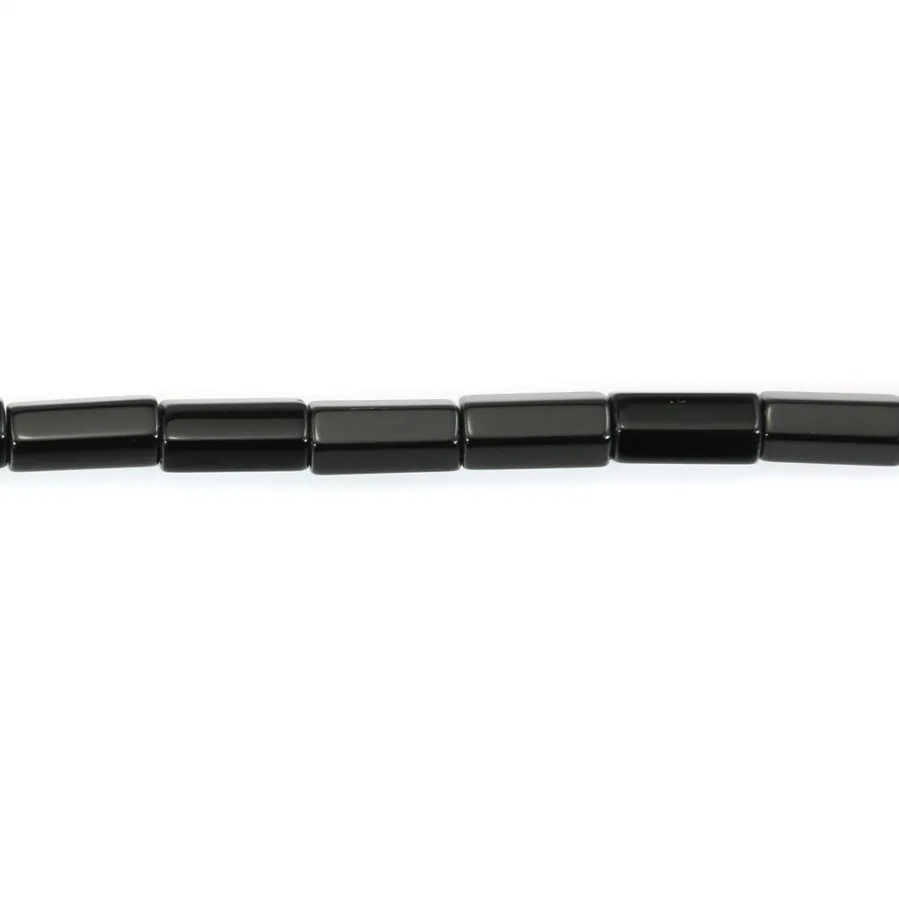 Black agate faceted tube 4x8mm x 40cm  