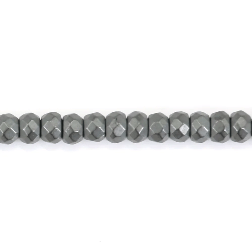 Hématite  mate rondelle facette 2x3mm x 40cm