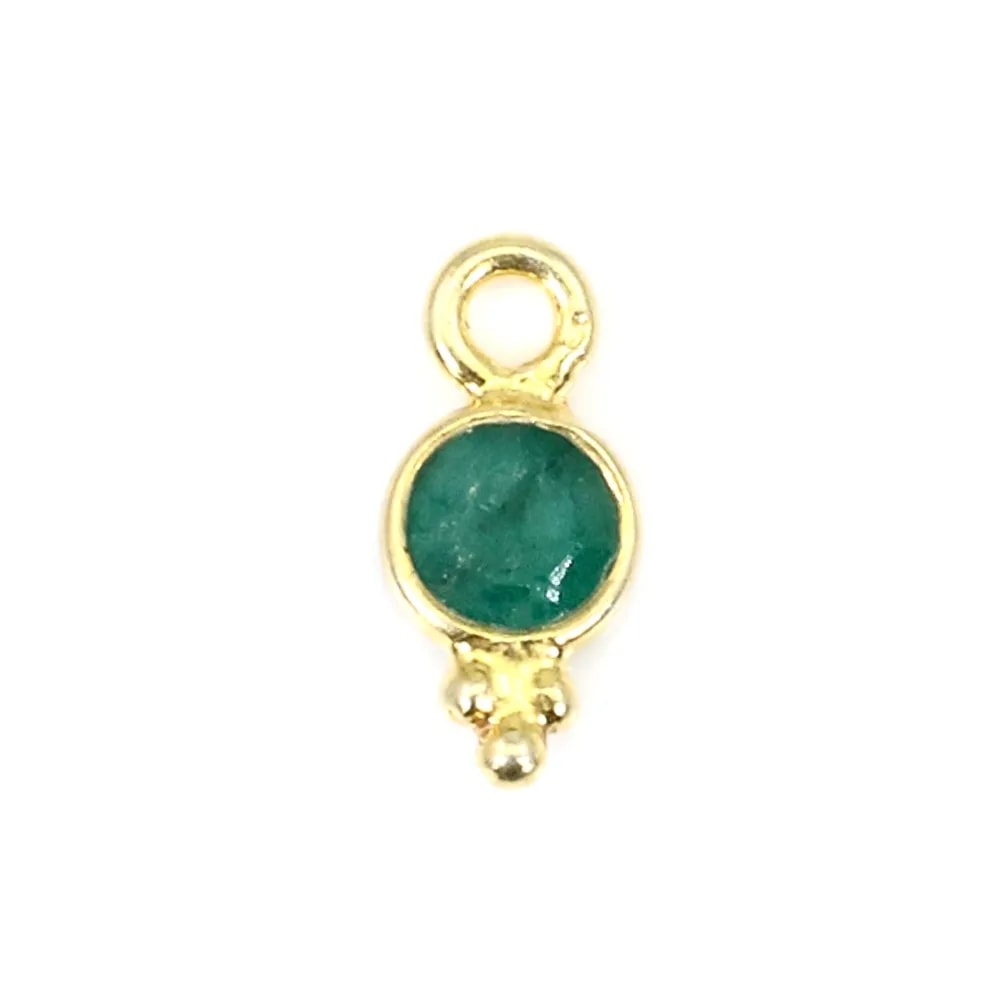 Breloque Pierre teintée couleur émeraude rond facetté 5x11mm x 1pc