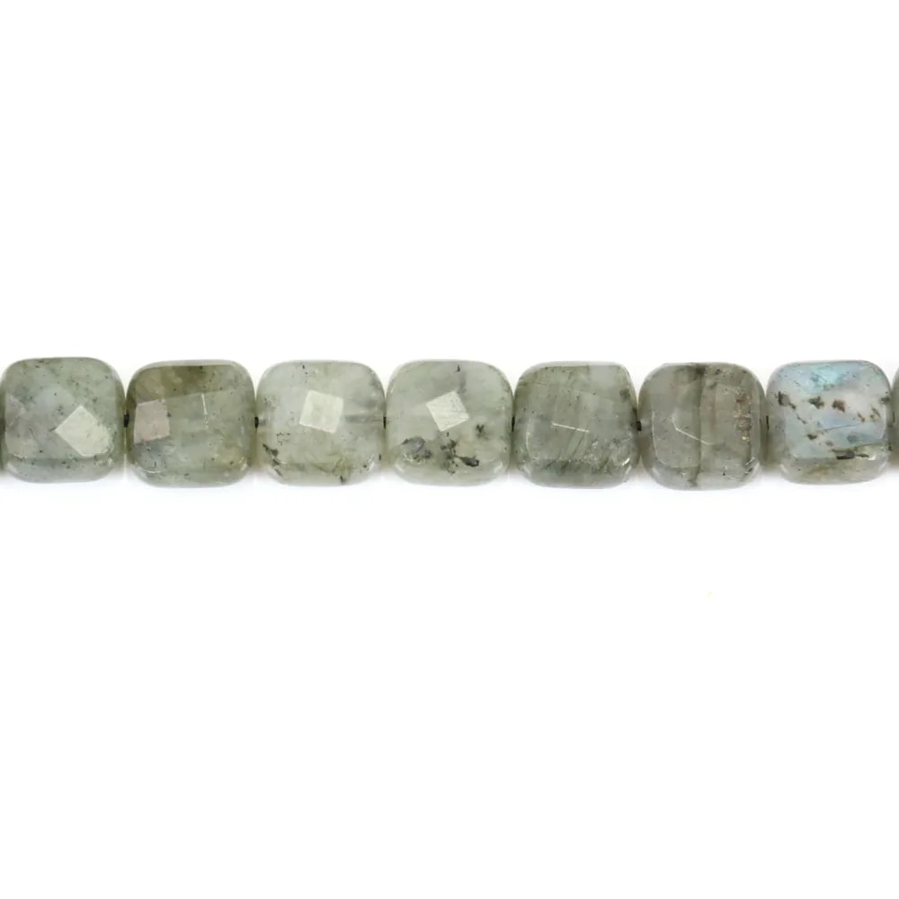 Labradorite grise, en forme de carré facetté, 8mm x 40cm