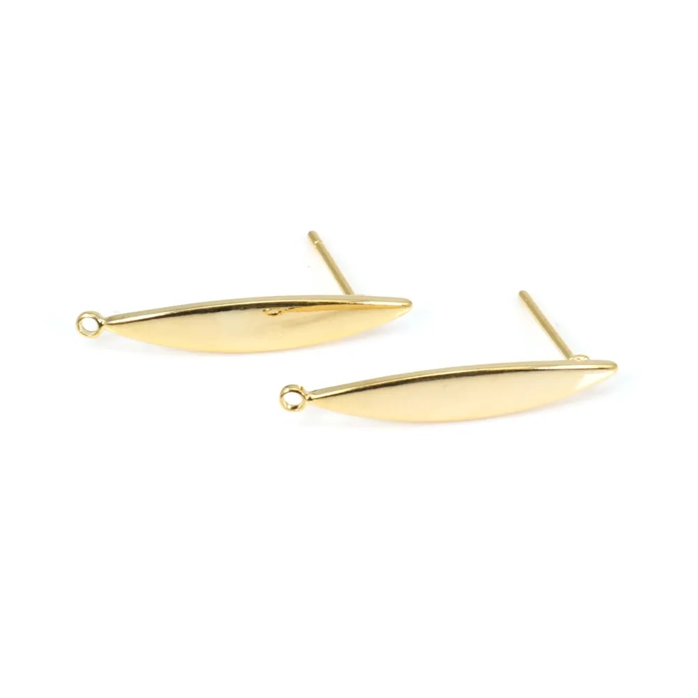 Clous d'oreille 4x24mm, plaqué par "flash" or sur laiton x 2pcs