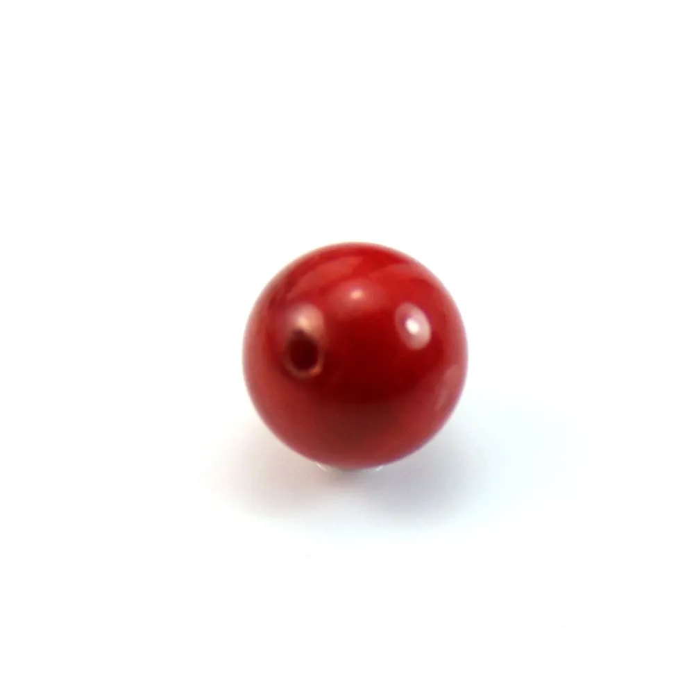 Bambou de mer rouge, semi-percé d'un côté, ronde 8mm x 1pc