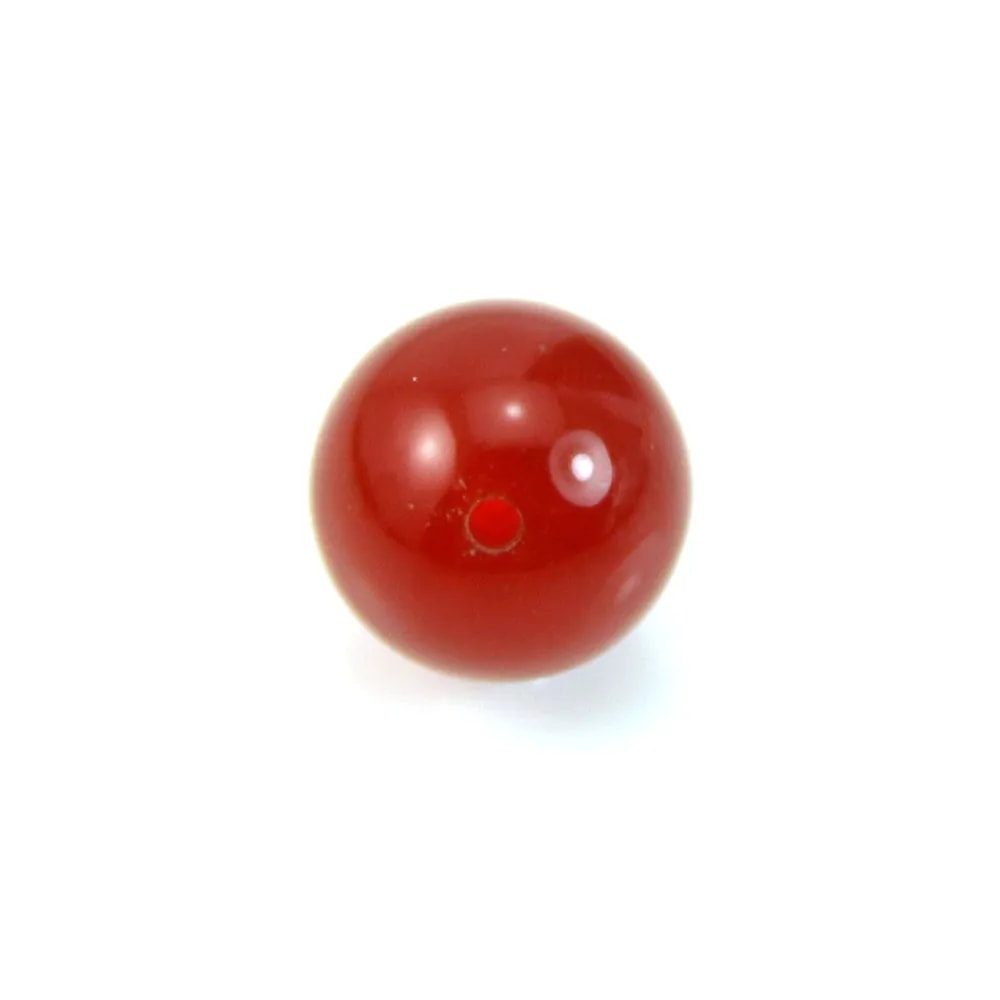 Red agate, half drilled, round 8mm x 1pc