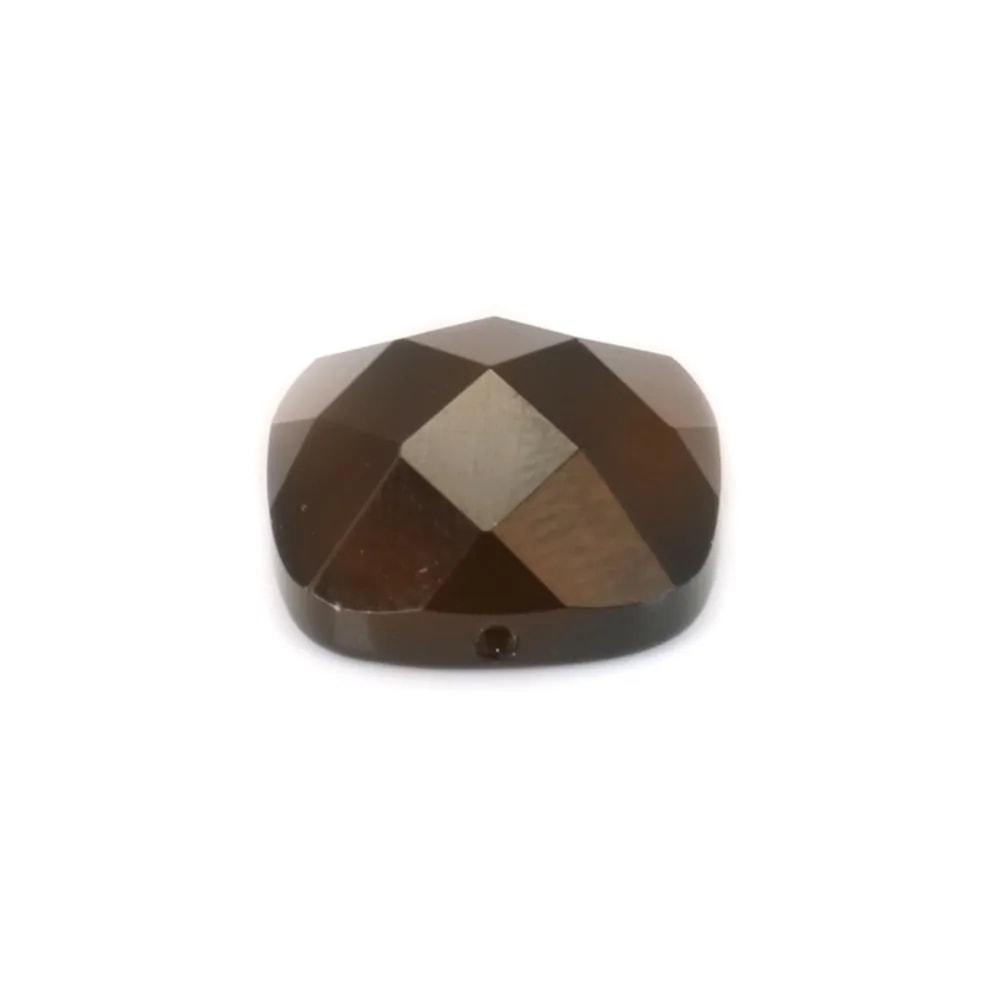 Cabochon quartz fume carre facette  14mm x 1pc