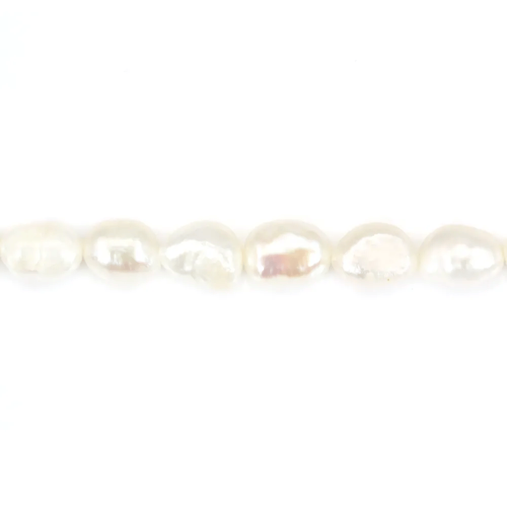 Perle de culture d'eau douce, blanche, baroque, 6-8mm x 36cm