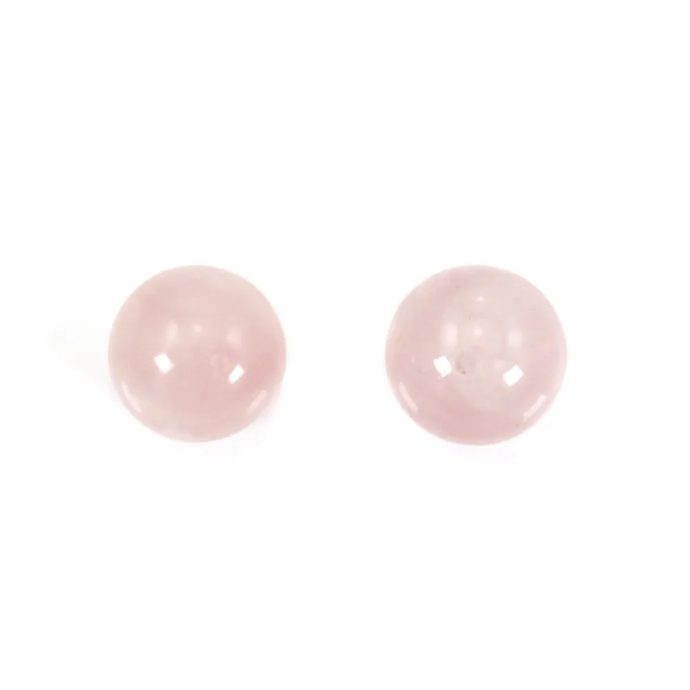 Quartz rose, semi-percé d'un côté, ronde 8mm x 5pcs